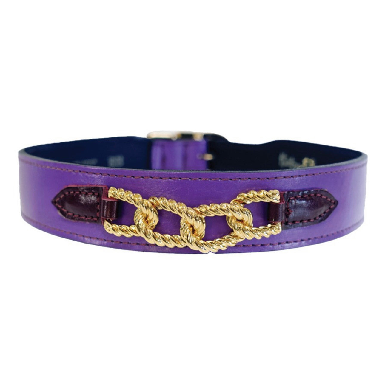 Преміальний нашийник Hartman Collection у глибокому фіолетовому кольорі Grape із золотим декоративним елементом та італійською фурнітурою