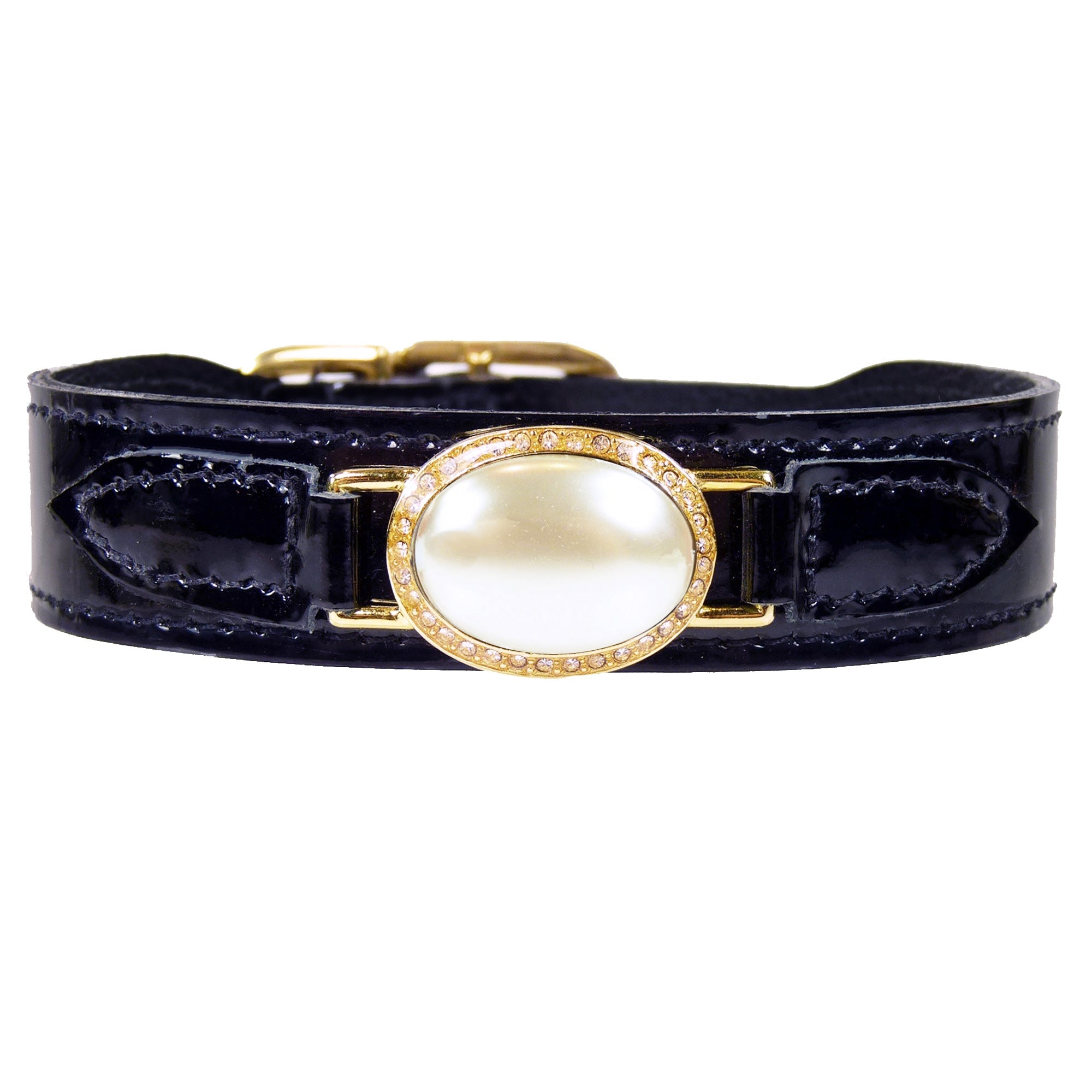 Estate collection in Black Patent, Cream Pearl & Gold Нашийник Hartman & Rose luxury