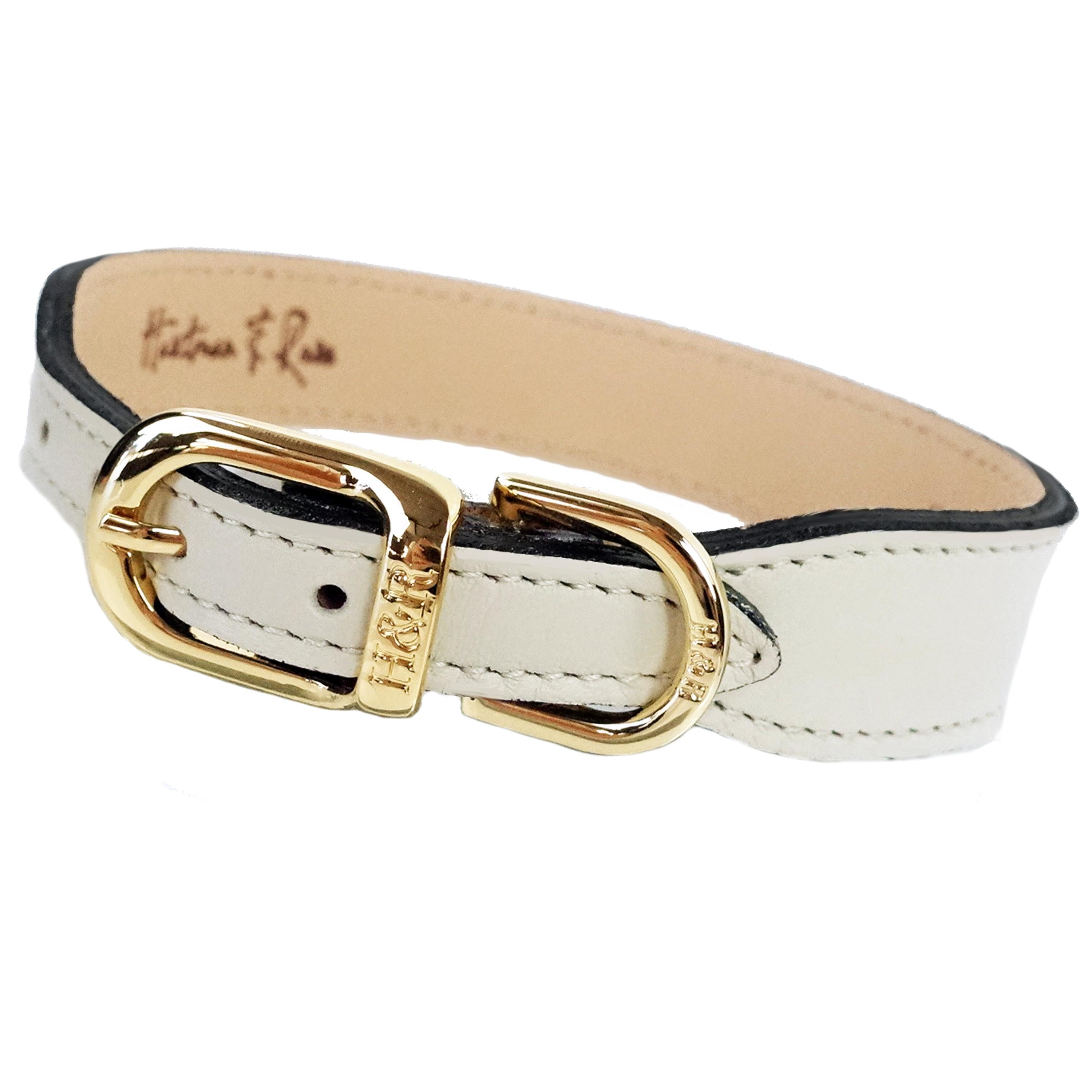 Золота фурнітура на нашийнику Italian Collection Eggshell, преміум шкіра, ручна робота»