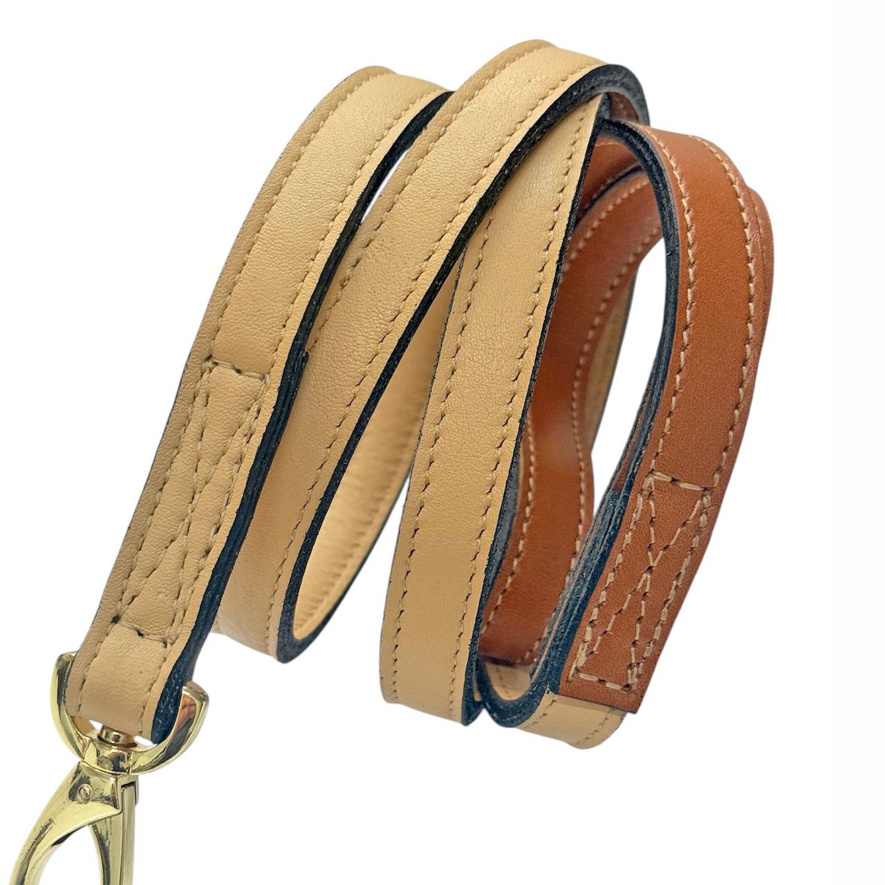 Преміальний шкіряний повідець Hartman & Rose з італійської шкіри, beige & brown, nickel