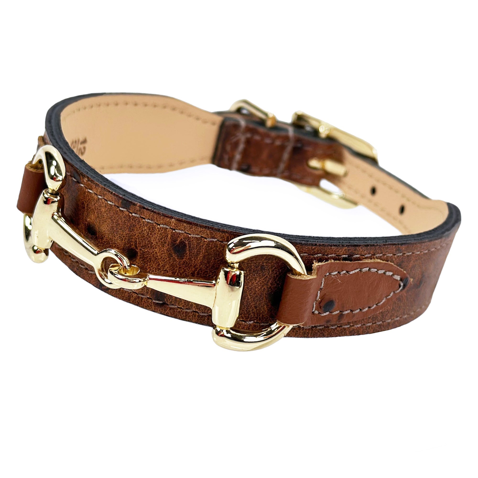 Belmont collection in Ostrich & Gold Нашийник Hartman & Rose luxury