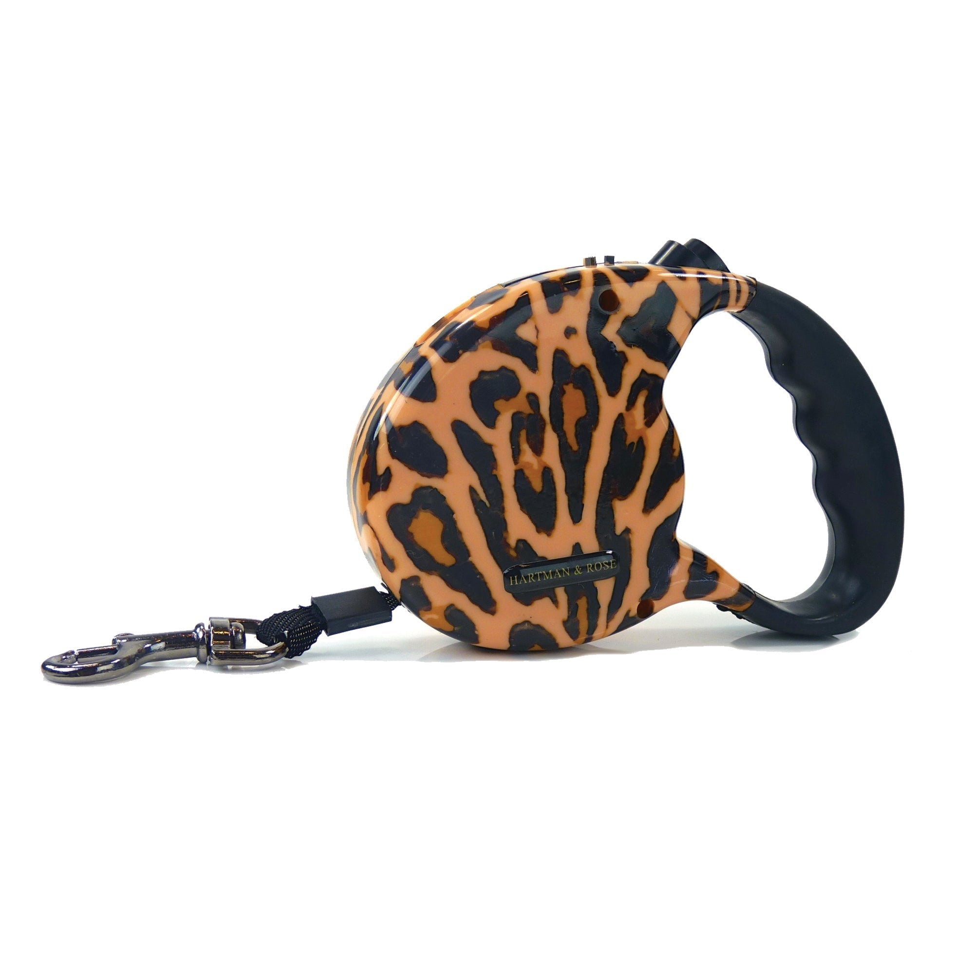 Преміальний рулетний повідець Hartman & Rose Ocelot у подарунковій упаковці з ексклюзивним принтом оцелота, LED-ліхтариком та регульованою довжиною