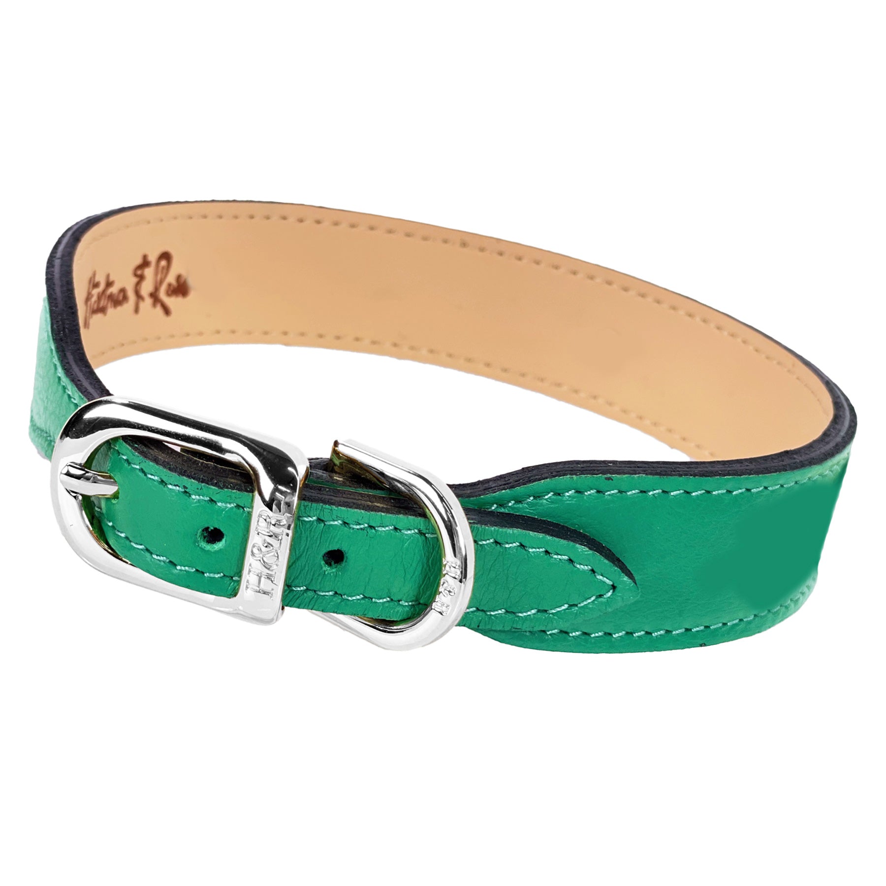 Преміальний нашийник Kelly Green & Nickel яскравозеленого кольору з італійської шкіри — ручна робота, нікелева фурнітура, розкішний дизайнерський аксесуар для собак Hartman & Rose