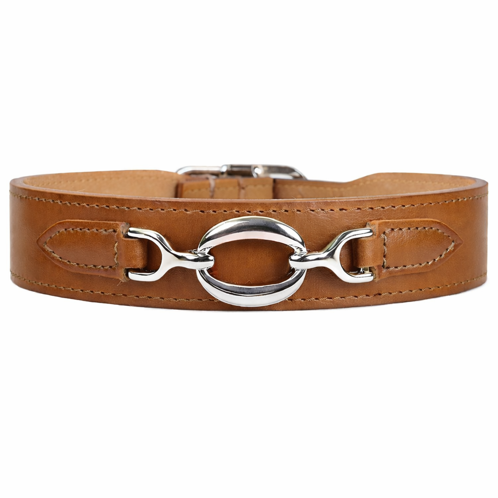 Преміальний шкіряний нашийник Hartman & Rose Brown з нікелевою фурнітурою — класична модель, італійська шкіра, ручна робота, елегантний коричневий нашийник для собак Luxury Pet