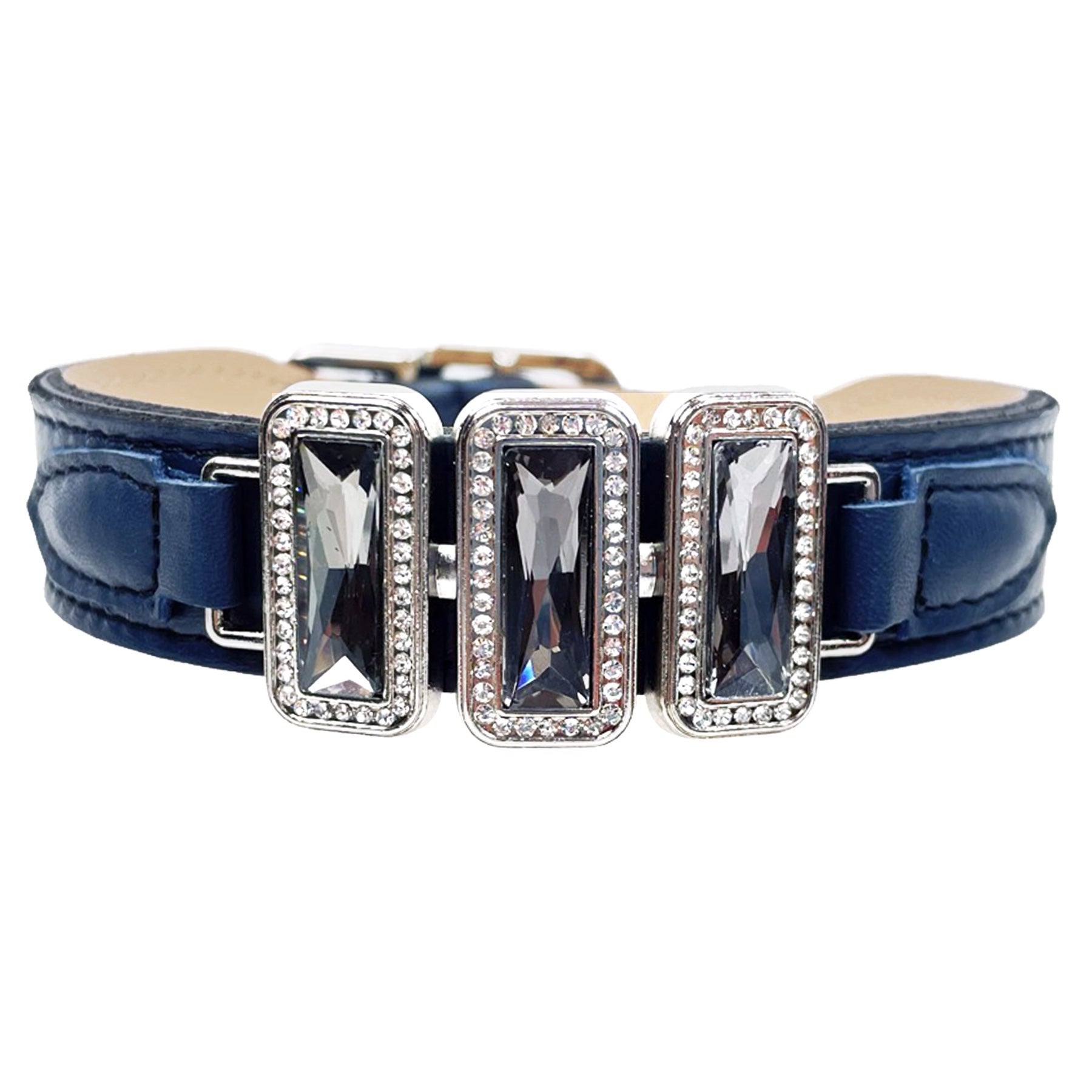 Imperial collection French Navy, Black Diamond & Nickel Нашийник Hartman & Rose Luxury