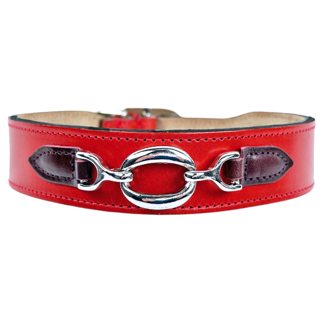 Hartman collection in Ferrari Red, Black Tabs & Nickel Нашийник Hartman & Rose luxury