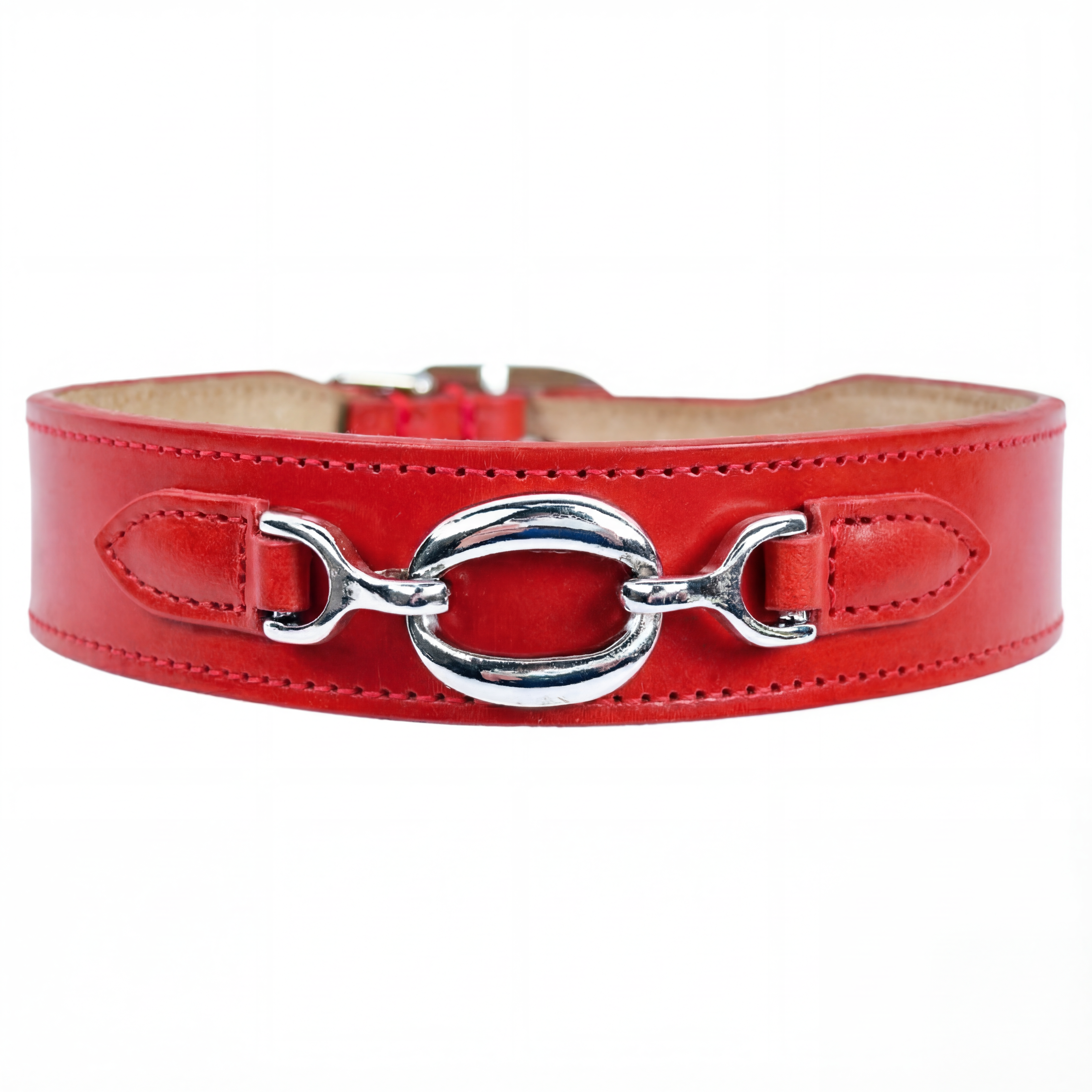 Преміальний шкіряний нашийник Hartman & Rose Red з нікелевою фурнітурою — класична колекція, ручна робота, італійська шкіра, елегантний червоний нашийник для собак Luxury Pet