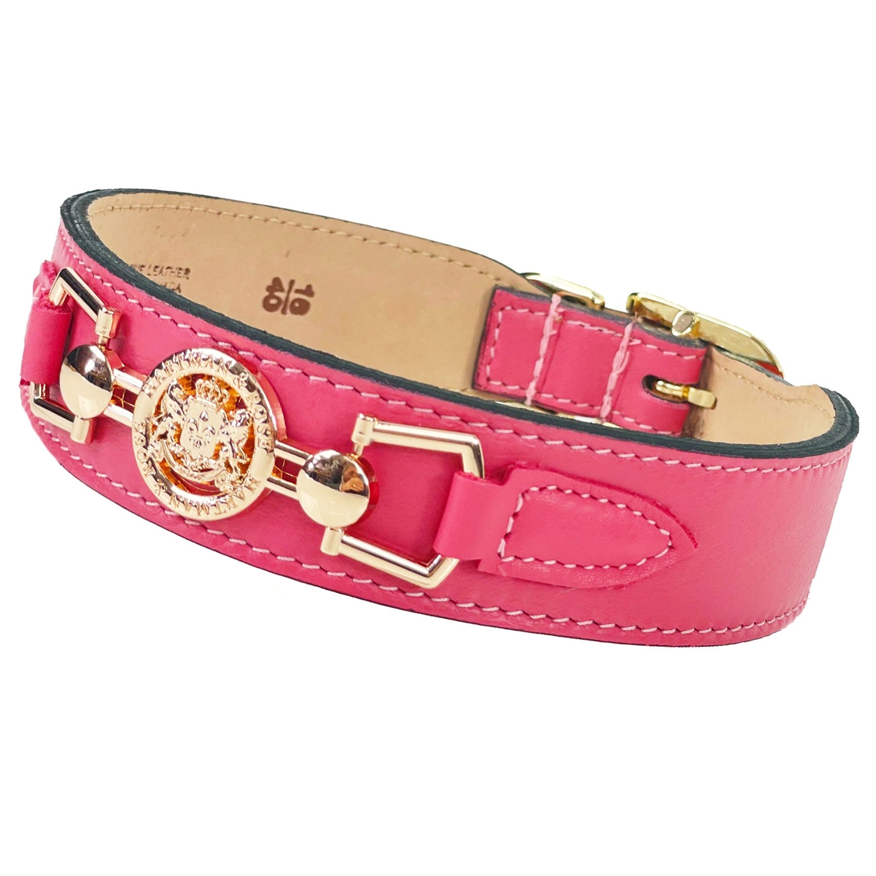 Преміальний рожевий нашийник Hartman & Rose із золотим медальйоном Dynasty — символ статусу, елегантності та бездоганної ручної роботи